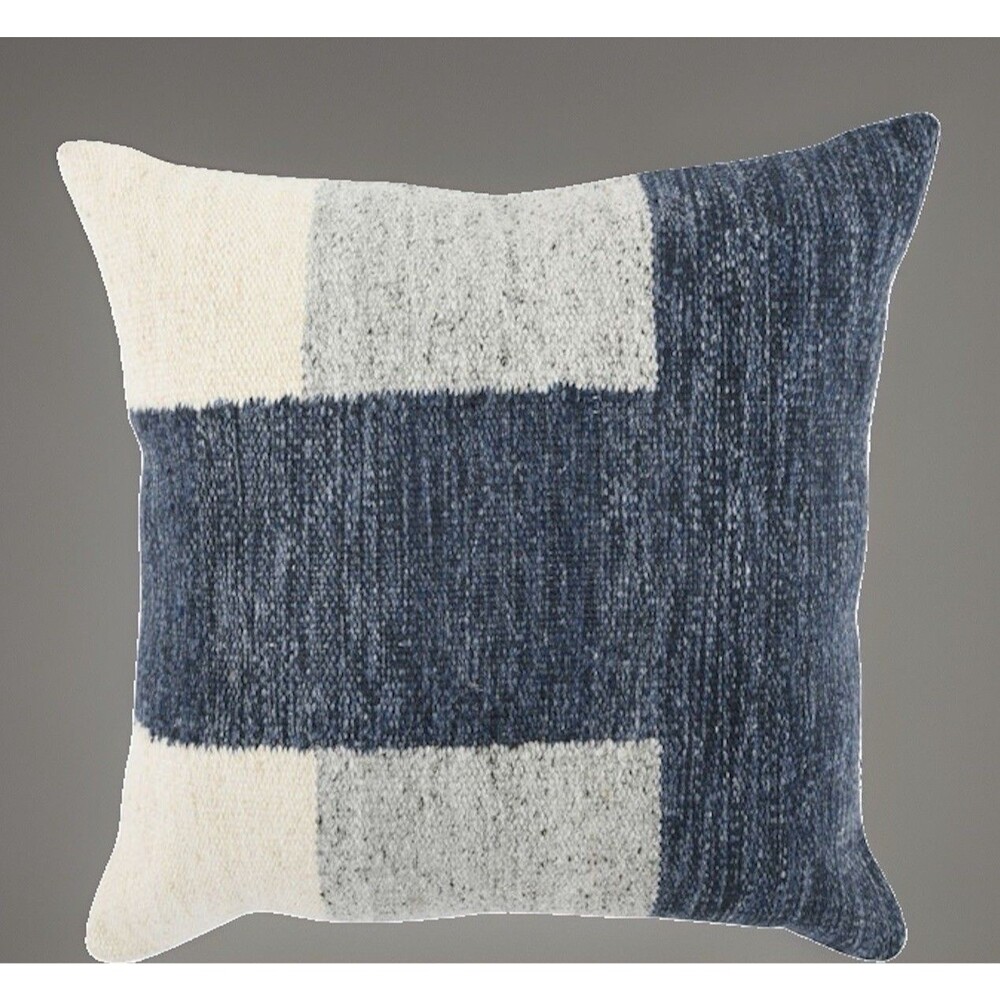 Pottery Barn Villa By Classic Home Kass Woven Pillowcovers 22X22 Night Blue Gray